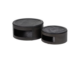 Set of 2 Black Tables Wood and Metal (607884)