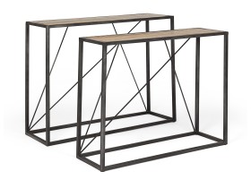 Set of 2 Metal and Wood Consoles (746671)